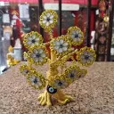 Golden tree with nazar suraksha beeds on leaf nodes, 11 branches, golden in color